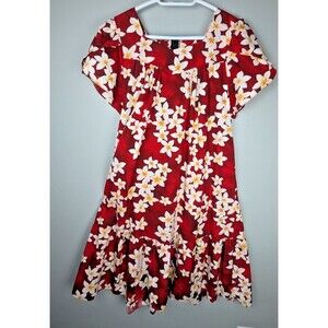 Royal Hawaiian Creations Dress Large Floral Lilo Tropical MuuMuu Midi Pocket USA